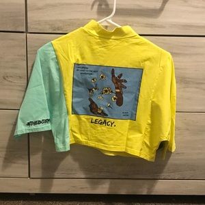 Colors block mock neck crop tee🛍🛍